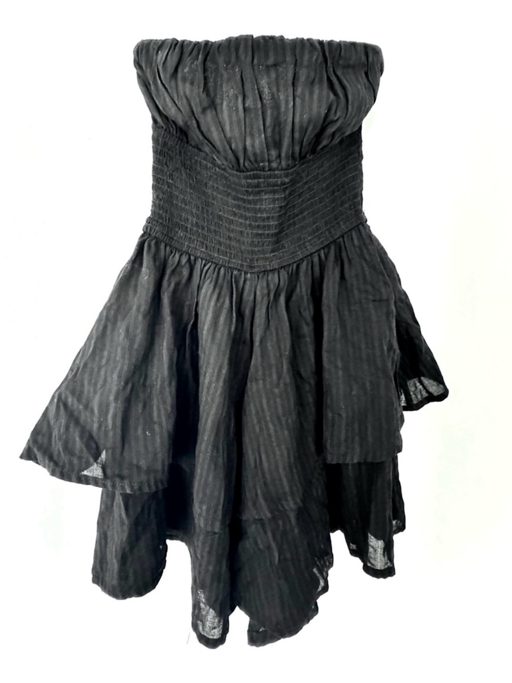 Strapless Black Tiered Summer Dress